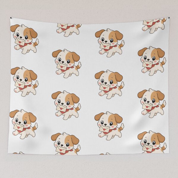 Artikelvorschau, Cute Puppy Delivering Love Letter Cartoon Dog Design entworfen und verkauft von Seculinator.