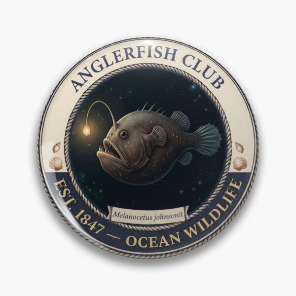 Item preview, Anglerfish Club Vintage Badge designed and sold by CalmCapy Co.