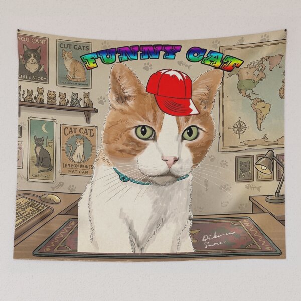 Item preview, Gamer Cat's Retro Command Center designed and sold by Fei Long Design Hub.