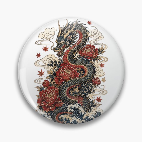 Item preview, Traditional Japanese Dragon Tattoo Art with Peonies designed and sold by kaxymax.