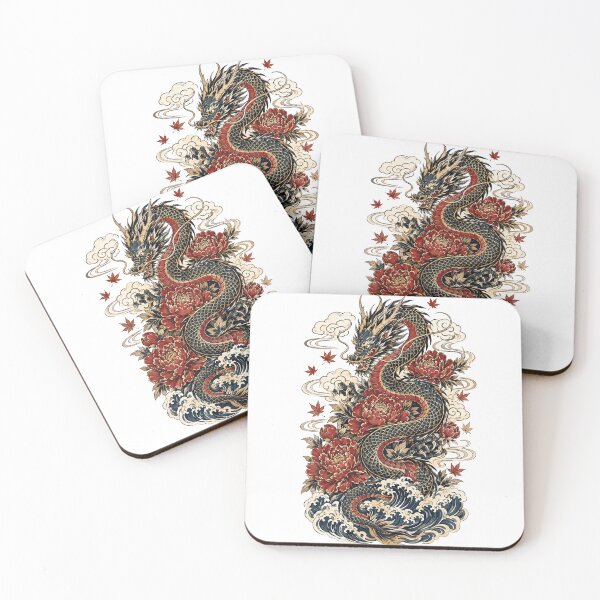 Item preview, Traditional Japanese Dragon Tattoo Art with Peonies designed and sold by kaxymax.