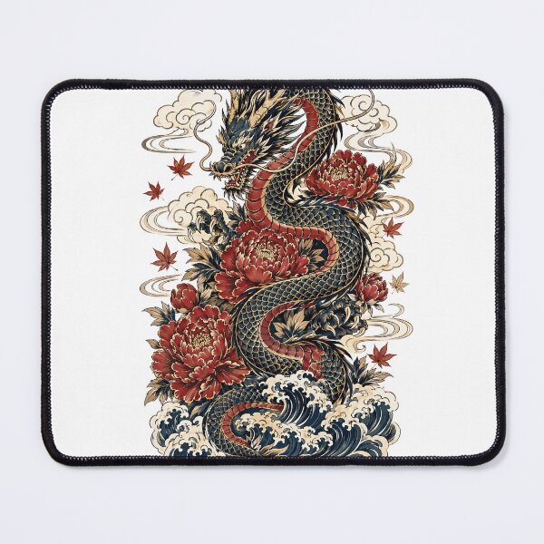 Item preview, Traditional Japanese Dragon Tattoo Art with Peonies designed and sold by kaxymax.