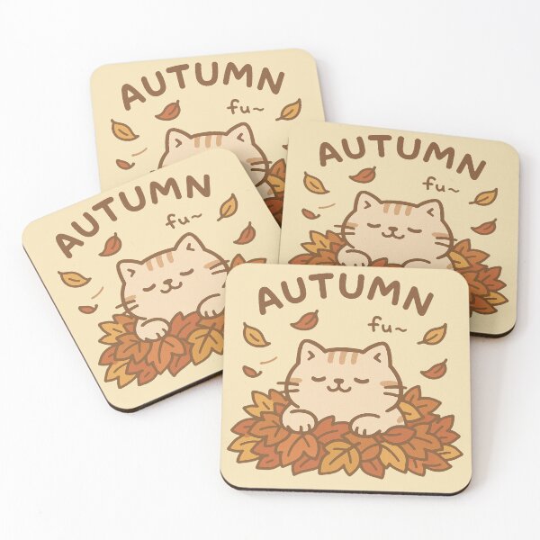 Item preview, Sleepy Cat Autumn Leaves designed and sold by PrintSmithArt.