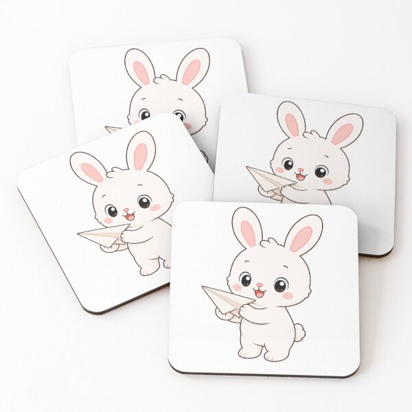 Item preview, Cute Bunny Holding Paper Airplane Cartoon Rabbit Design designed and sold by Seculinator.