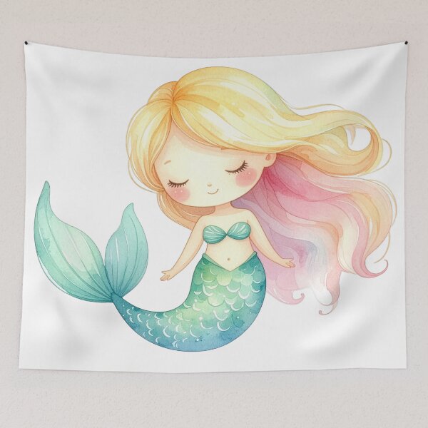 Item preview, Cute Sleeping Mermaid Pastel Illustration designed and sold by Rutvain.