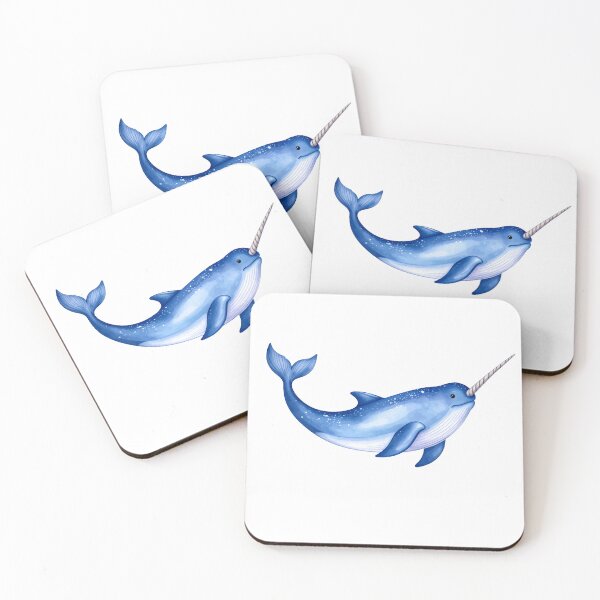 Item preview, Blue Watercolor Narwhal Art designed and sold by Rutvain.