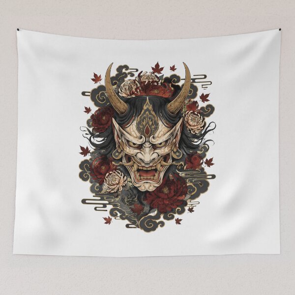 Item preview, Hannya Mask with Peonies | Traditional Japanese Tattoo Art designed and sold by kaxymax.