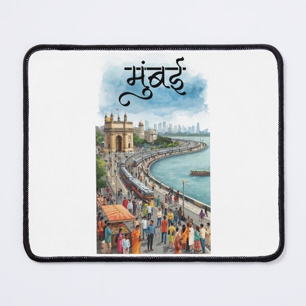 Item preview, Mumbai – The City of Dreams | Taj Mahal Palace, CSMT, Sea Link & Vintage Taxi Graphic T-Shirt | India Travel Streetwear ver 13 designed and sold by mndesignworx.