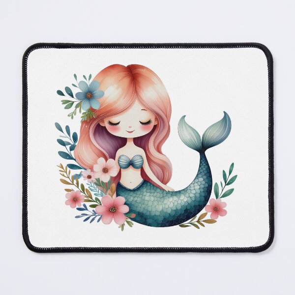 Item preview, Red-Haired Cute Mermaid Illustration designed and sold by Rutvain.