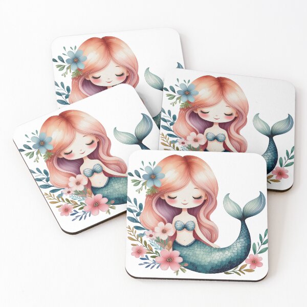 Item preview, Red-Haired Cute Mermaid Illustration designed and sold by Rutvain.
