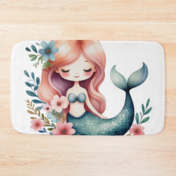 Item preview, Red-Haired Cute Mermaid Illustration designed and sold by Rutvain.