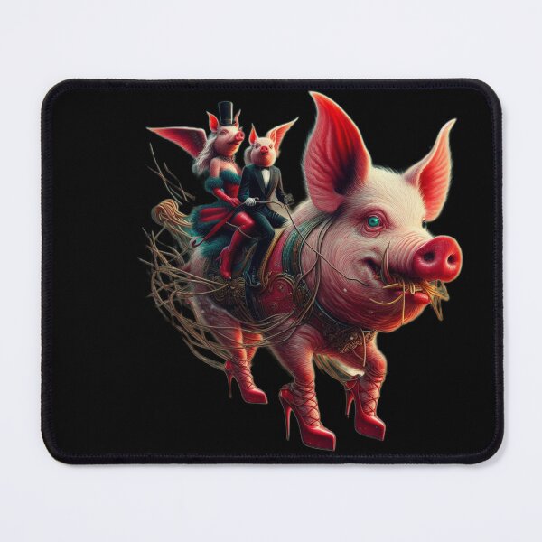 Item preview, Gothic Pig Aristocrats Riding Giant Boar in High Heels designed and sold by LujziWorld.