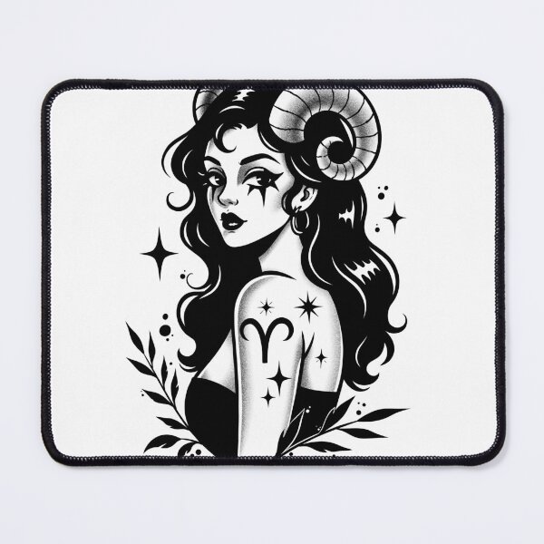 Item preview, Aries Zodiac Sign – Gothic Astrology Tattoo designed and sold by feedmykraken.