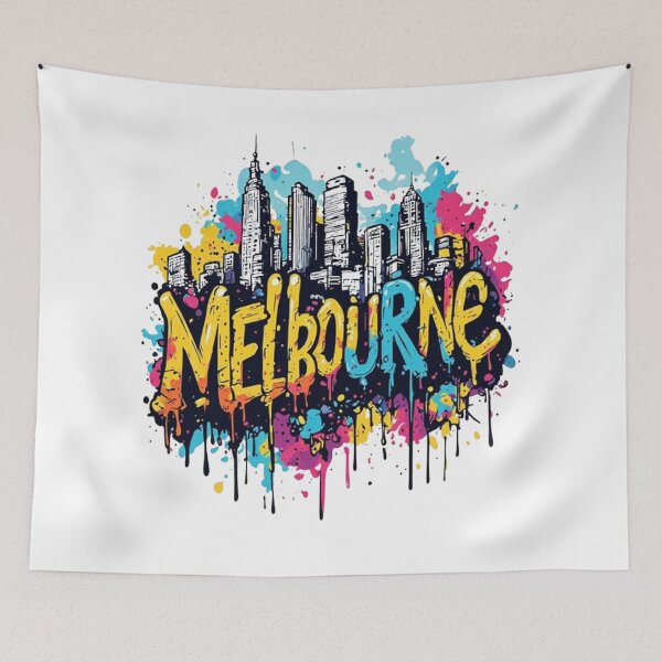 Item preview, Melbourne Graffiti Skyline Urban Street Art designed and sold by ROVVI.