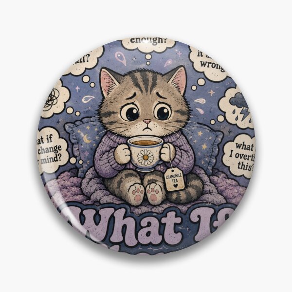 Item preview, But What If Though Cat Funny Vintage Badge Sticker designed and sold by RedRubyBubble.