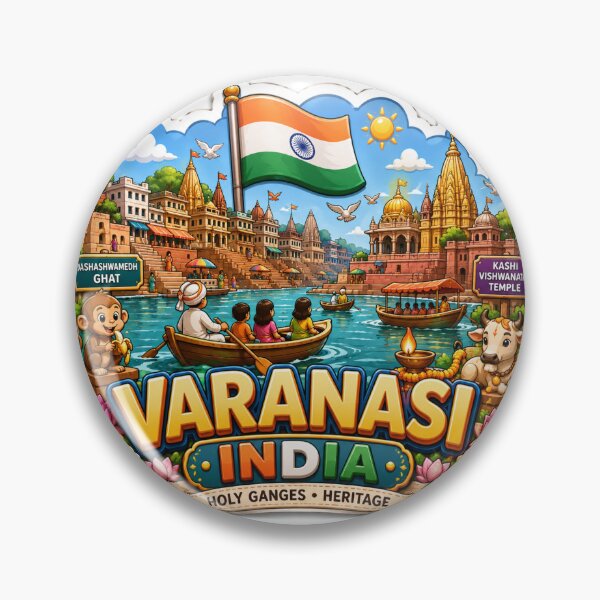 Item preview, Varanasi Ganges Cute 3D Label  Label Text VARANASI INDIA ??  designed and sold by PaintMeWorld.