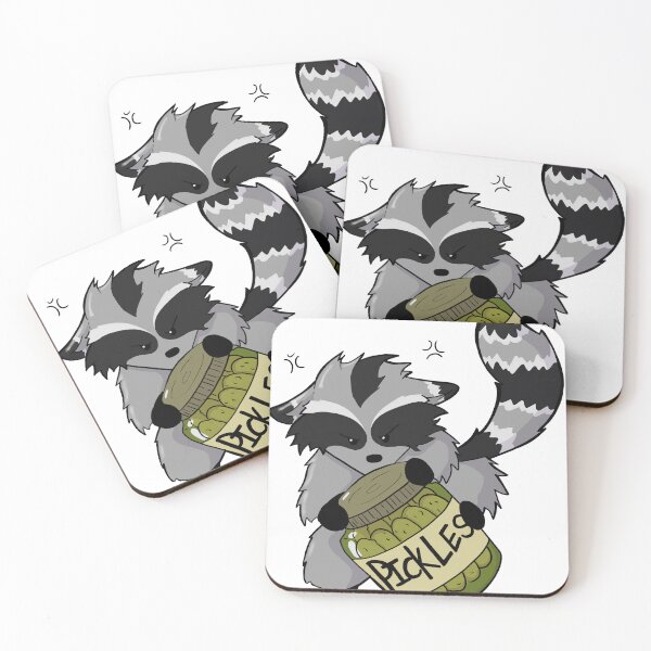 Item preview, Racoon struggling with jar of pickles designed and sold by Rotten Core Art.
