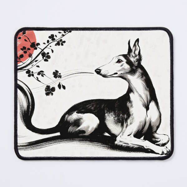 Item preview, GALAGO - Ukiyo-e Suibokuga Greyhounds - Crimson Wind designed and sold by GALOGO – Art for Sighthounds & Animal Welfare.
