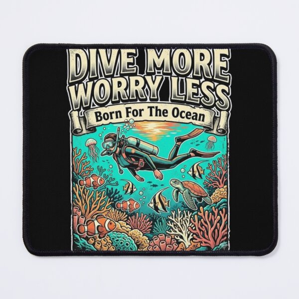 Item preview, Born For The Ocean Retro Scuba Diving Poster Design designed and sold by weeomano.