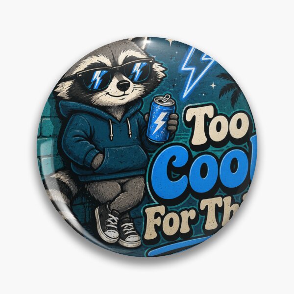 Item preview, Too Cool Raccoon Funny Vintage Badge Sticker designed and sold by RedRubyBubble.