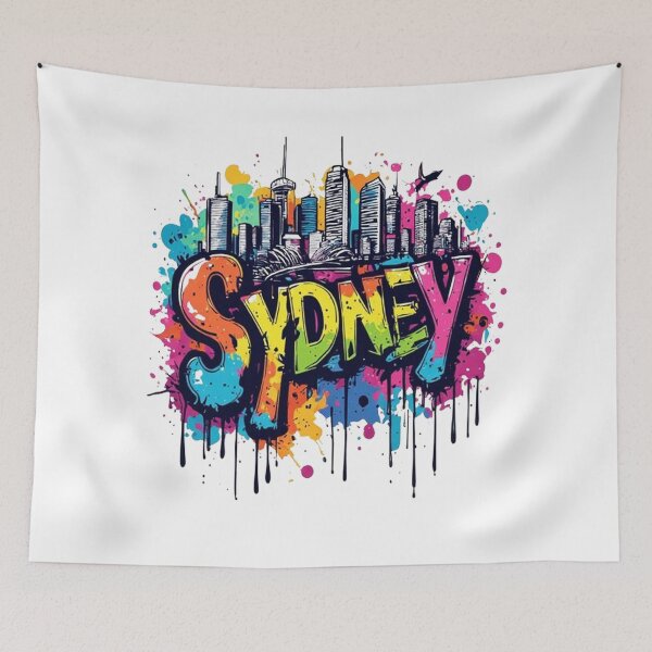 Item preview, Sydney Graffiti Skyline Urban Street Art designed and sold by ROVVI.
