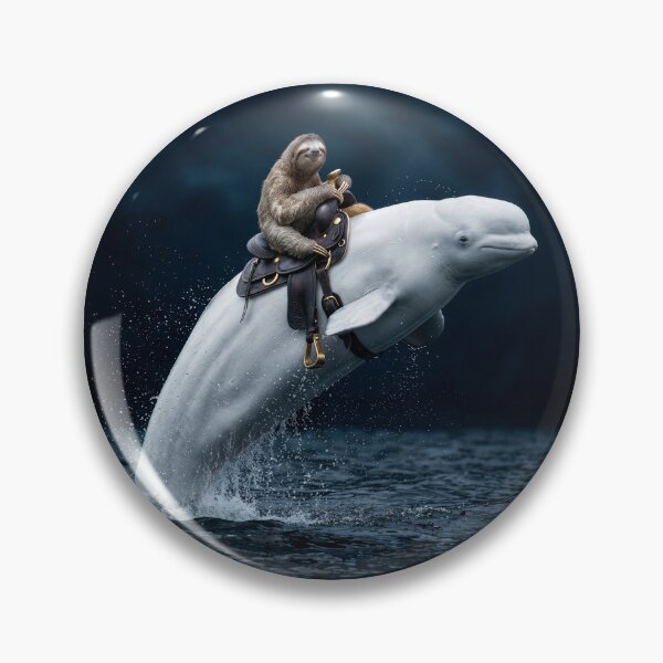 Item preview, Surprisingly Relaxed Sloth Rides a Beluga Whale designed and sold by Tridentulus.