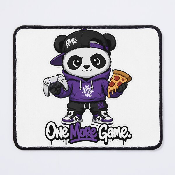 Item preview, One More Game Panda – Funny Gamer Cartoon Mascot Sticker designed and sold by Aesthicer.