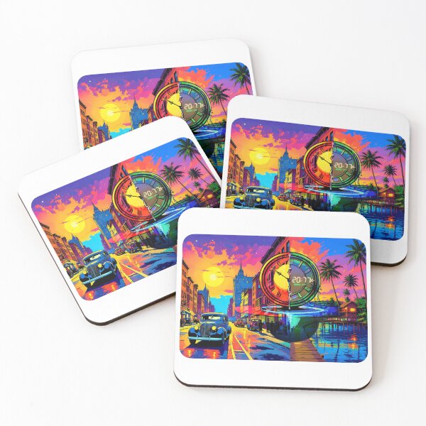 Item preview, Time Travel Retro City and Tropical Paradise Pop Art designed and sold by Daniela`s shop.