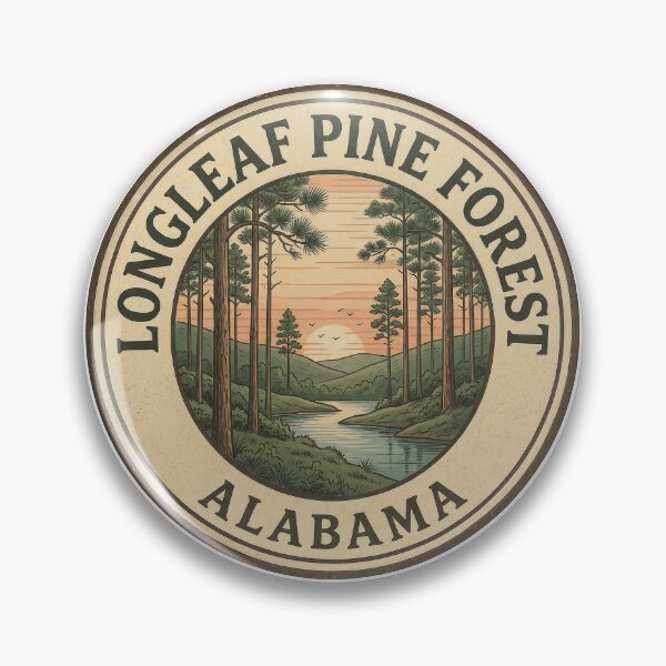 Item preview, Longleaf Pine Forest Alabama Vintage Nature Badge designed and sold by CKaracaCrafted.