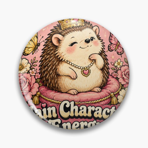 Item preview, Main Character Hedgehog Funny Vintage Badge Sticker designed and sold by RedRubyBubble.