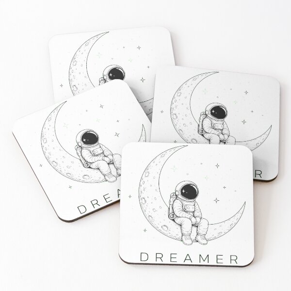 Item preview, DREAMER Astronaut on Moon | Minimalist Space Line Art Design designed and sold by Ahmed Nedji.