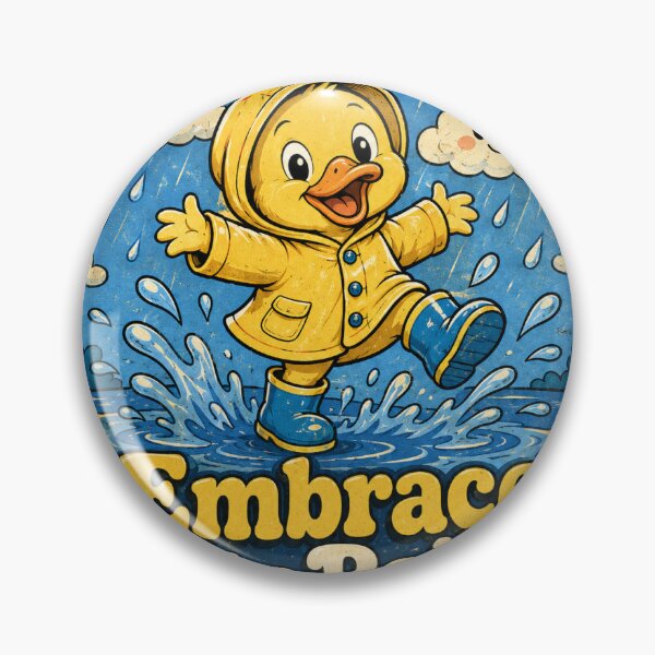 Item preview, Embrace the Rain Duck Funny Vintage Badge Sticker designed and sold by RedRubyBubble.