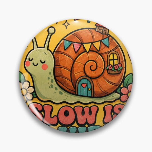 Item preview, Slow Is a Vibe Snail Funny Vintage Badge Sticker designed and sold by RedRubyBubble.