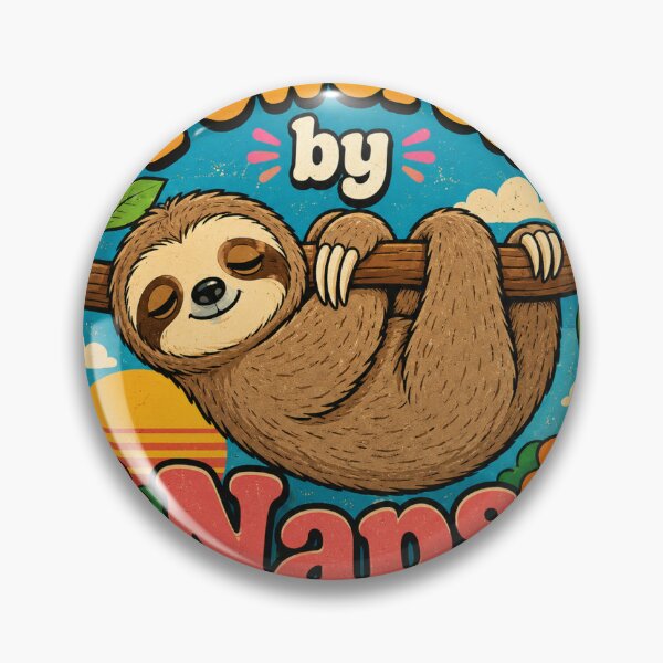 Item preview, Powered by Naps Sloth Funny Vintage Badge Sticker designed and sold by RedRubyBubble.