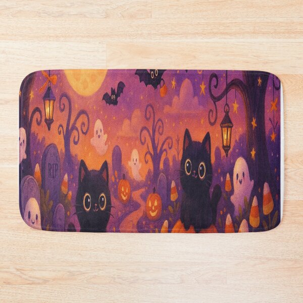 Item preview, Whimsical Black Cats Halloween Pumpkin Night designed and sold by Naynners Designs.