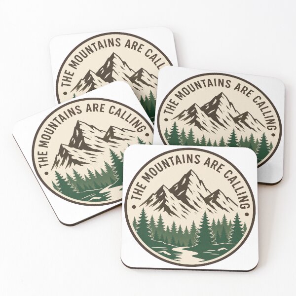 Item preview, THE MOUNTAINS ARE CALLING Badge | Vintage Outdoor Adventure Design designed and sold by Ahmed Nedji.