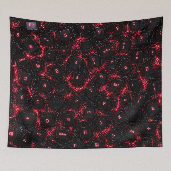 Item preview, Red Neon Mechanical Keycaps Evil Gaming Pattern designed and sold by Aimaniia666.