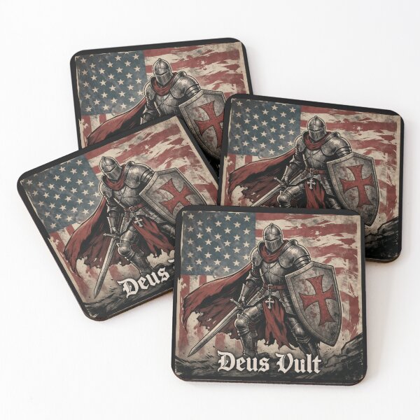 Item preview, Medieval Christian Warrior - Deus Vult Knight Templar American Flag Crusader designed and sold by CutOutIdols.