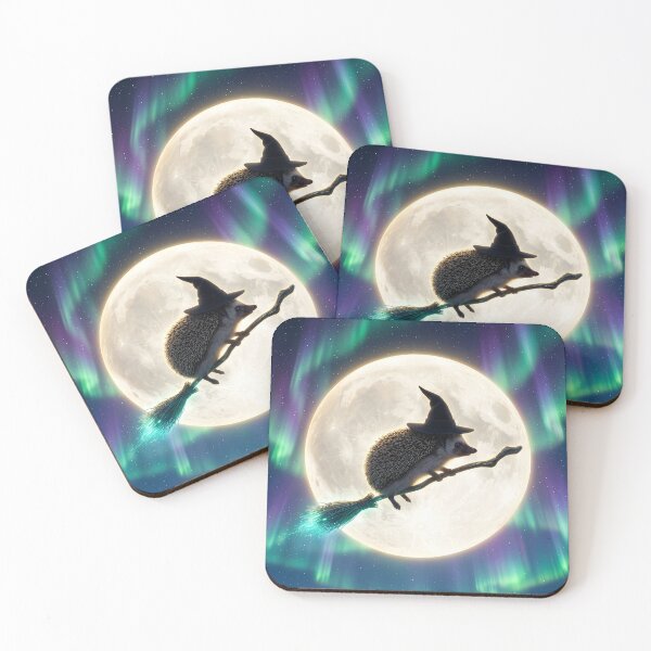 Item preview, Hedgehog Witch Rides Her Broom Under Full Moon designed and sold by Tridentulus.