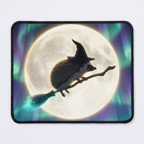 Item preview, Hedgehog Witch Rides Her Broom Under Full Moon designed and sold by Tridentulus.