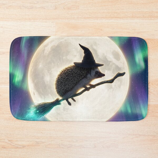Item preview, Hedgehog Witch Rides Her Broom Under Full Moon designed and sold by Tridentulus.