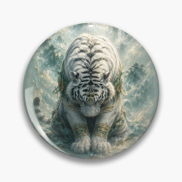 Item preview, Majestic Kneeling White Tiger | Fantasy Wildlife Art designed and sold by ManJiangHong.