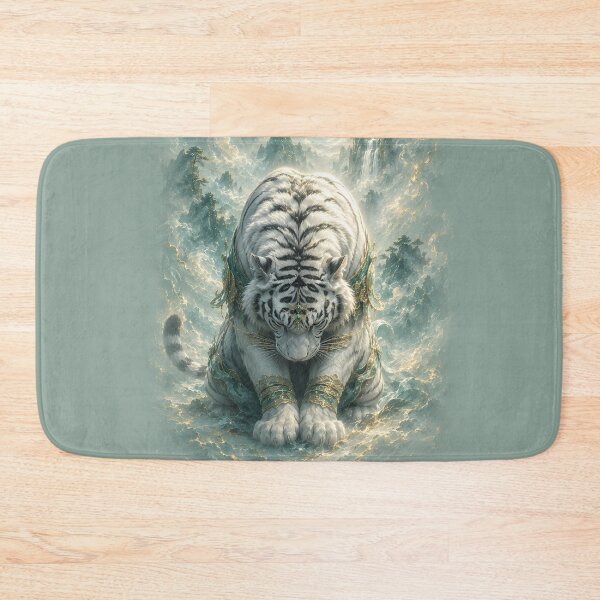 Item preview, Majestic Kneeling White Tiger | Fantasy Wildlife Art designed and sold by ManJiangHong.