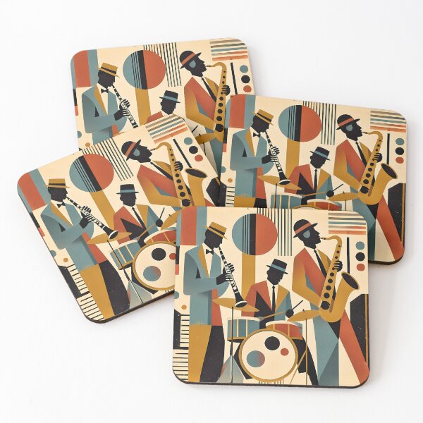 Item preview, Mid Century Abstact Jazz Trio Carinet Drums Saxophone designed and sold by Lee Hiller Designs.