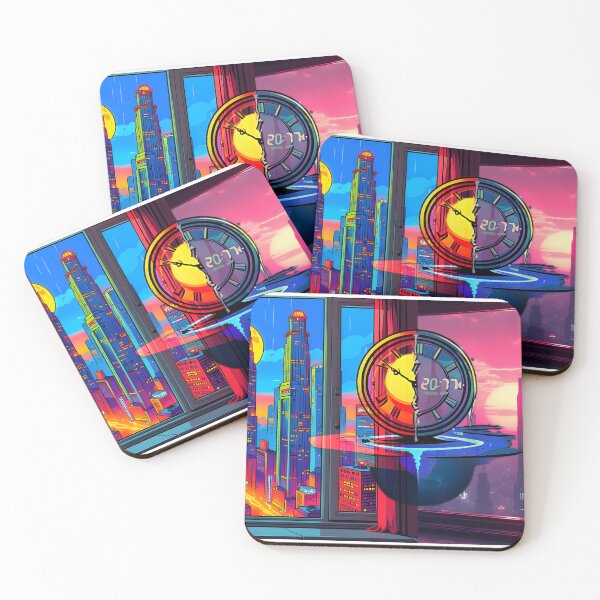 Item preview, Time Travel Cyberpunk Neon City View Pop Art designed and sold by Daniela`s shop.