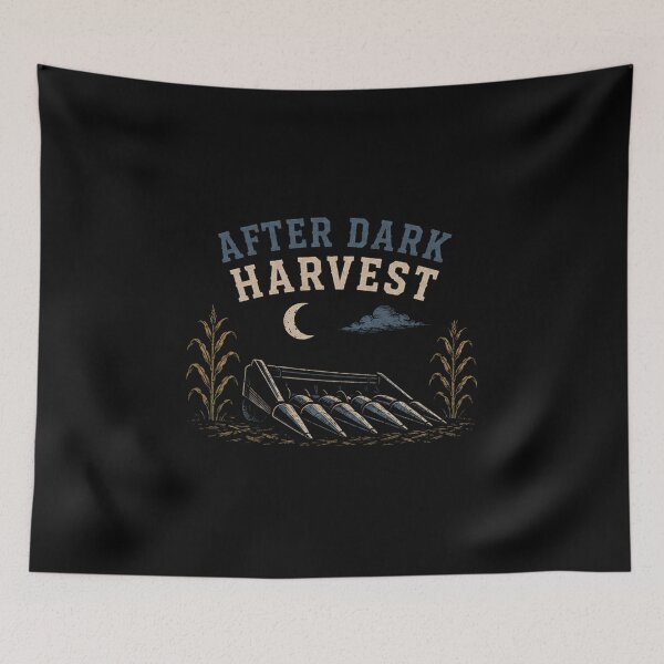 Item preview, After Dark Harvest – Vintage Night Farming Corn Harvester Design designed and sold by RusticMeadow.