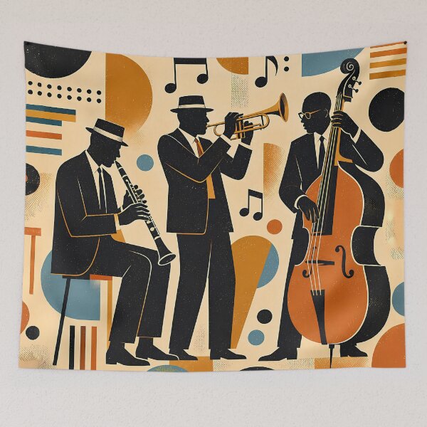 Item preview, Mid Century Modern Jazz Trio Minimalist Art designed and sold by Lee Hiller Designs.