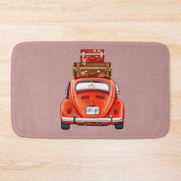 Item preview, Retro Orange Beetle Road Trip Let's Go Vintage Car designed and sold by A touch of creativity.
