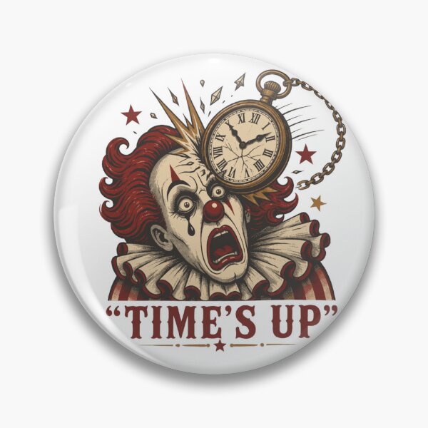 Item preview, Time's Up Clown Vintage Pocket Watch Horror Design designed and sold by Thread&Fable.
