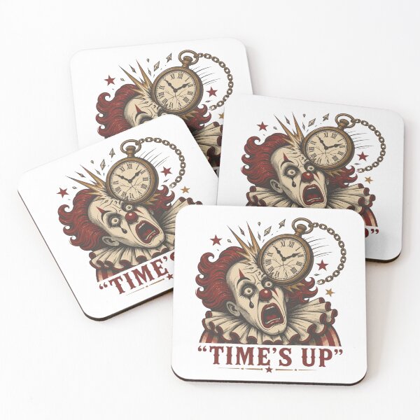 Item preview, Time's Up Clown Vintage Pocket Watch Horror Design designed and sold by Thread&Fable.